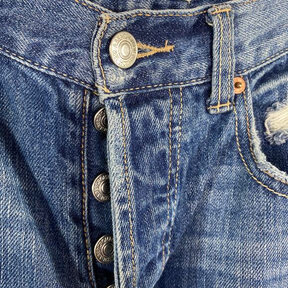 Abercrombie Dark Wash Distressed Button Fly Mom Denim Jeans Womens Size 4/27 - Picture 8 of 12